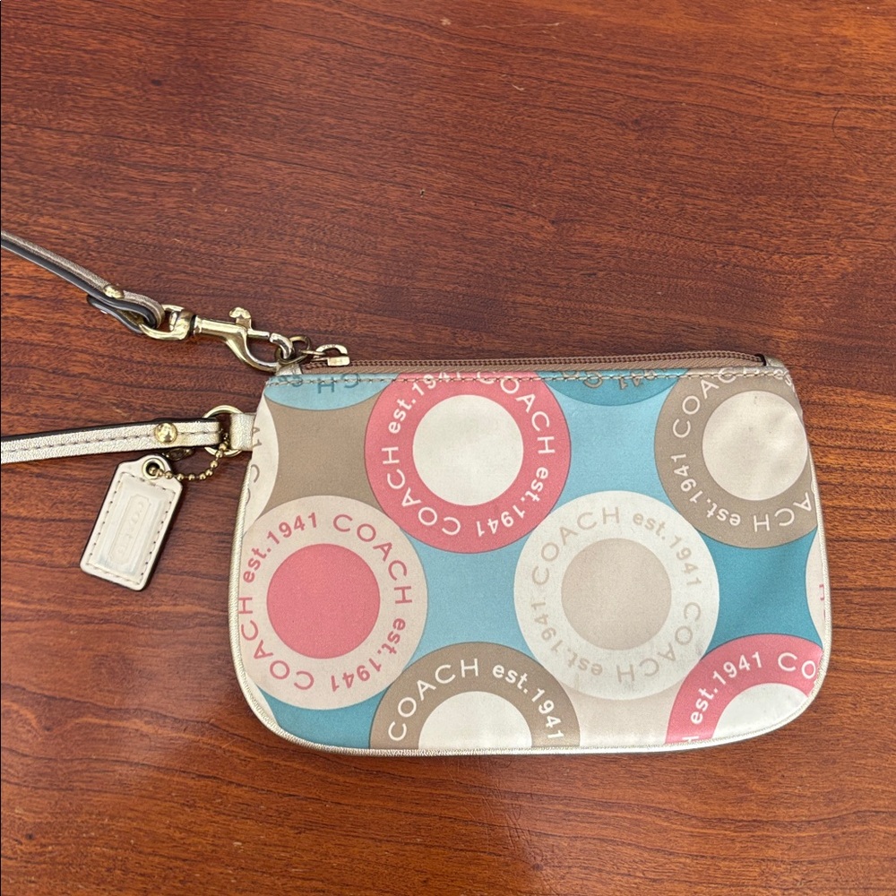 Coach Multicolor Circle Pattern Wristlet